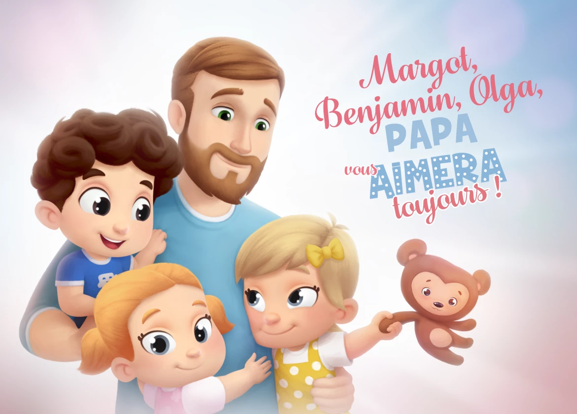 Margot, Benjamin, Olga, Papa vous aimera toujours !