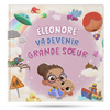 Couverture du livre personnalisé pour les grandes soeurs et leur petit frère ou soeur. Un cadeau avec 2 enfants adorables.