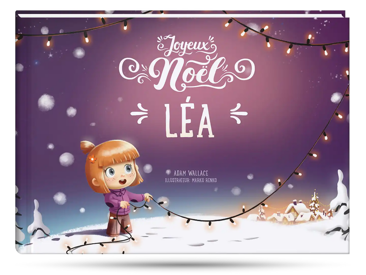 Couverture du livre de Noël pour une petite fille à personnaliser.