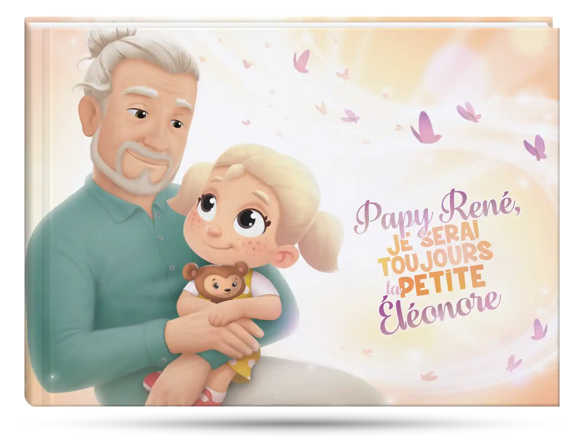 Couverture du livre personnalisé pour Pépé, Papy, grand père et sa petite fille.