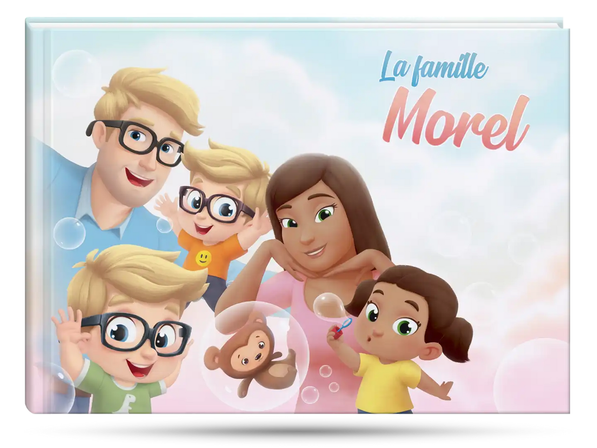 5 personnes peuvent être insérées dans ce livre personnalisé pour les familles.
