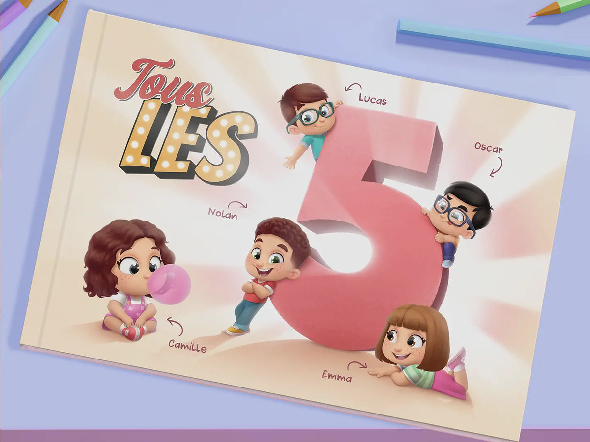 Le livre personnalisé pour 5 enfants est un cadeau unique pour les enfants.