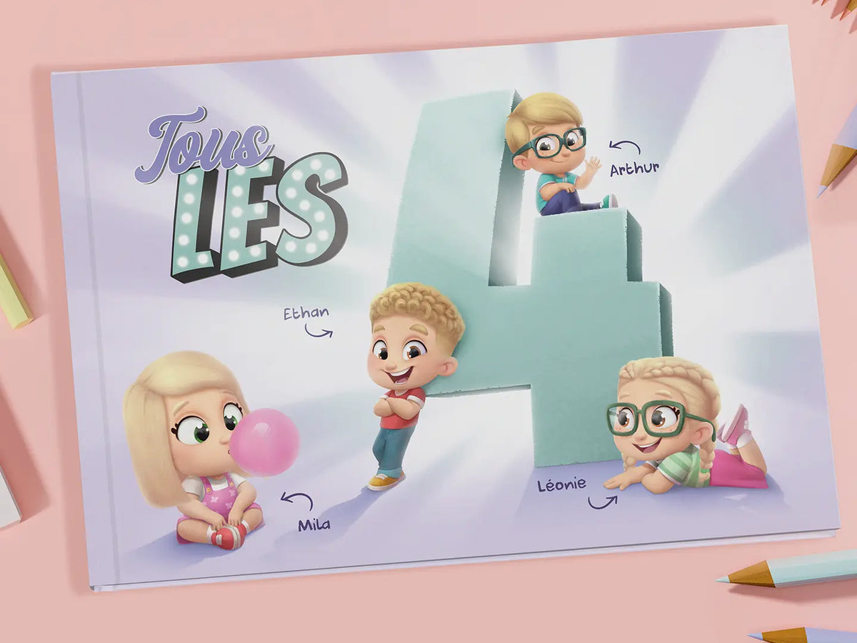 Couverture du livre pour quatre enfants, frères et soeurs.