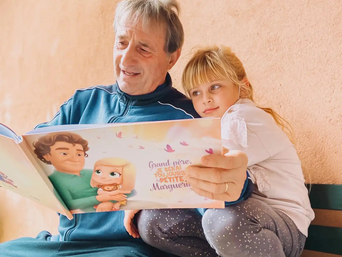 Vous pouvez personnaliser Papy et sa petite fille dans ce cadeau d'anniversaire, de Noël ou de fête des grands-parents.