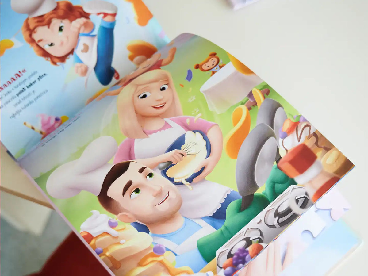Jolie illustration familiale personnalisée dans le livre The Family.