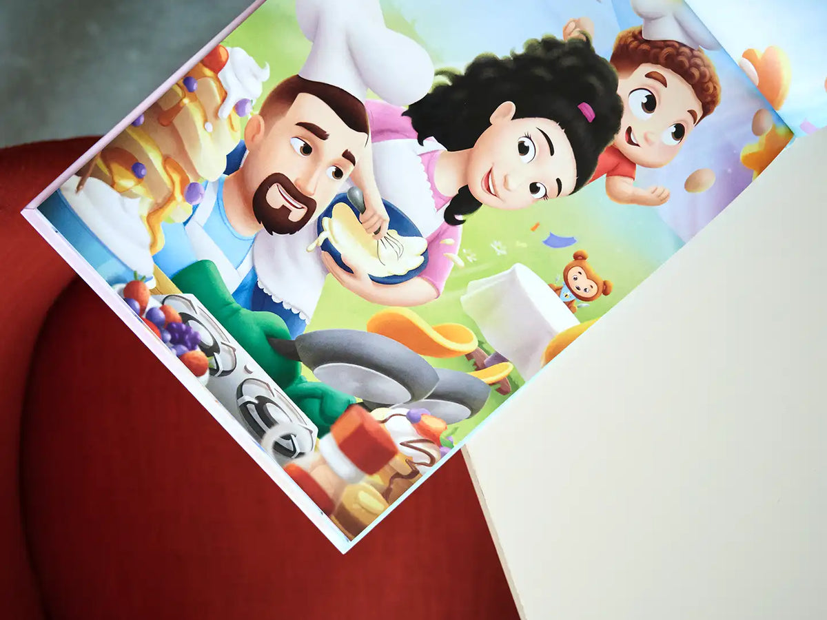 Jolie illustration familiale personnalisée dans le livre The Family.