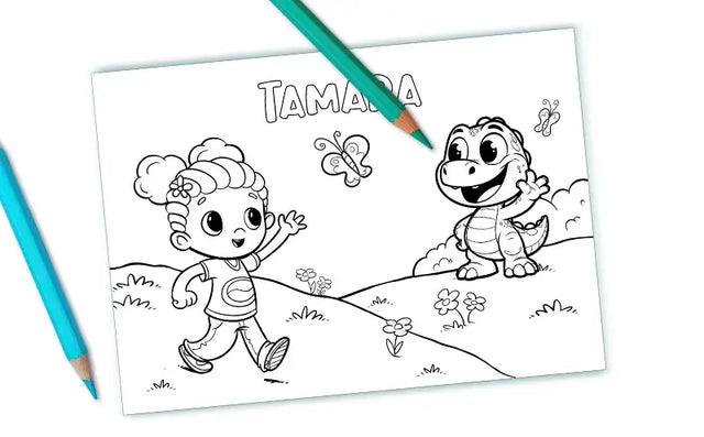 Coloriage gratuit avec un dinosaure