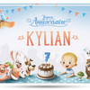 La couverture du livre d'anniversaire personnalisé qui est le cadeau parfait pour un enfant de sept ans.