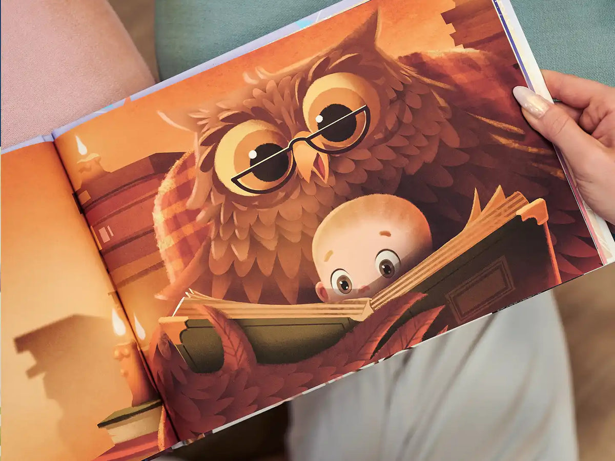 Une illustration du livre d'anniversaire personnalisé pour les enfants de sept ans.