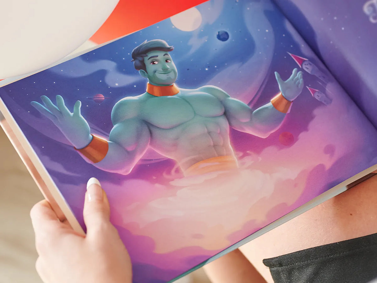 Une illustration colorée du livre personnalisé de Hourra Heros pour les amis.
